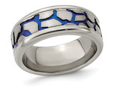 Mens Titanuim Blue Adonized Double Grove 9m Band Ring